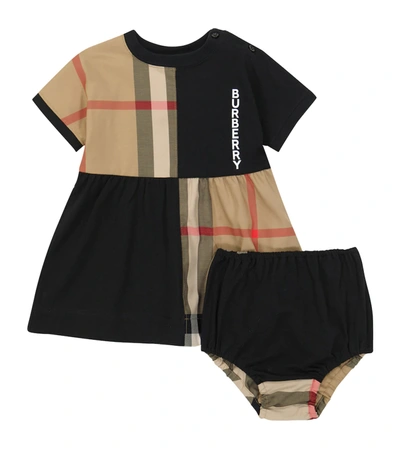 Shop Burberry Baby Vintage Check Cotton Dress And Bloomers Set In Black