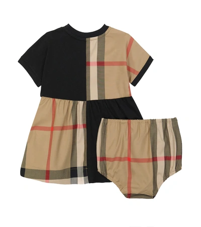 Shop Burberry Baby Vintage Check Cotton Dress And Bloomers Set In Black