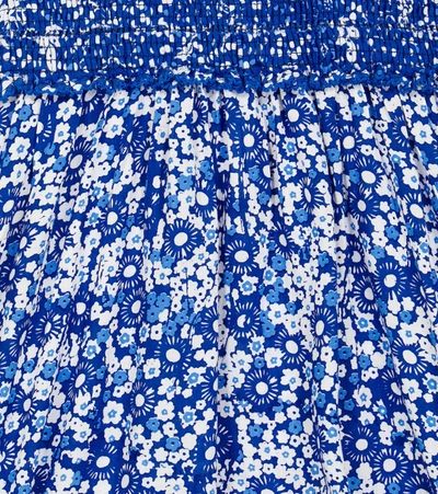 Shop Poupette St Barth Nana Floral-printed Smocked Dress In Blue Antibes Atb