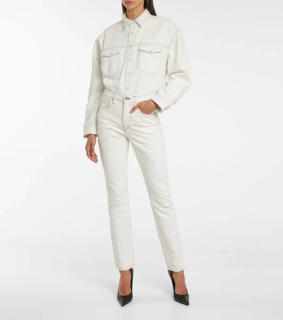 Wardrobe.nyc High-waisted Straight-leg Jeans In White/black