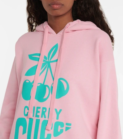Shop Gucci Logo Cotton Hoodie In Sugar Pink/acquama