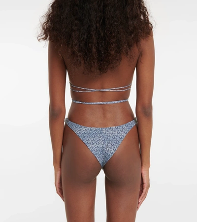 Magda Butrym Logo-motif Triangle-cup Bikini Top In Denim Logo