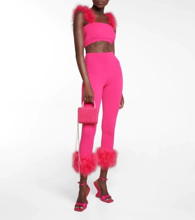 Magda Butrym Faux Fur-trimmed Bralette In Pink
