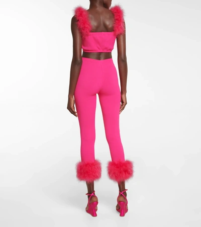 Shop Magda Butrym Faux Fur-trimmed Bralette In Pink