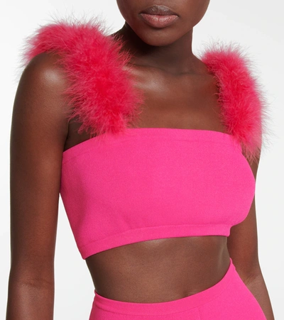 Magda Butrym Faux Fur-trimmed Bralette In Pink