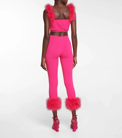 Shop Magda Butrym High-rise Faux Fur-trimmed Leggings In Pink