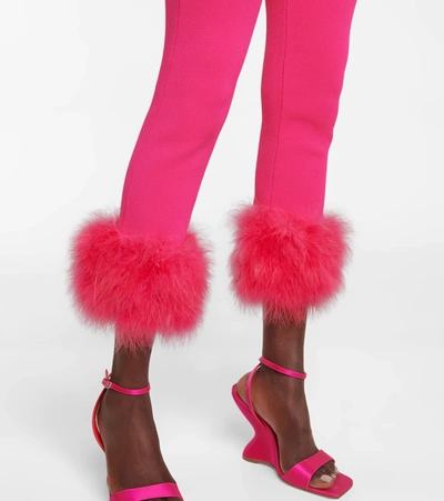 Shop Magda Butrym High-rise Faux Fur-trimmed Leggings In Pink