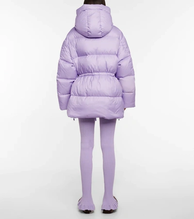 Shop Acne Studios Hooded Down Coat In Lilac