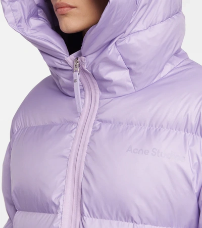 Shop Acne Studios Hooded Down Coat In Lilac