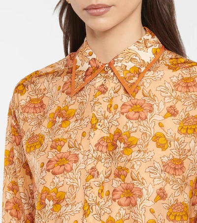 Shop Zimmermann Andie Floral Habutai-silk Shirt In Almond Floral