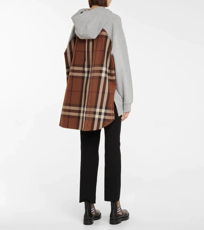 Burberry Betty Check Back Panel Oversize Cotton Hoodie In 灰色 | ModeSens
