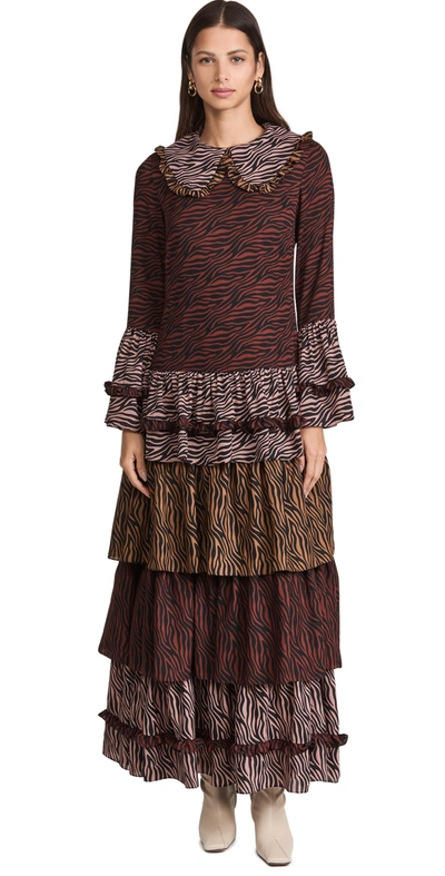 Shop Autumn Adeigbo Alaia Dress In Mauve Multi