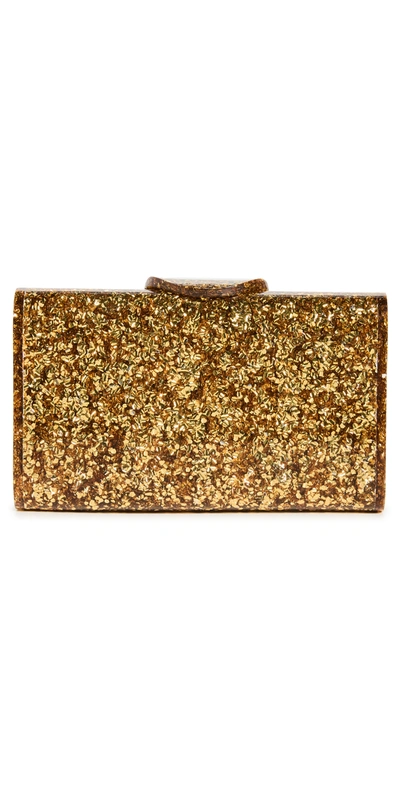 Shop Edie Parker Mini Lara Clutch In Gold Confetti