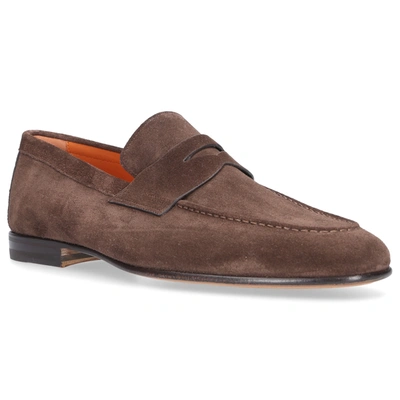 Shop Santoni Loafers 17511 In Brown