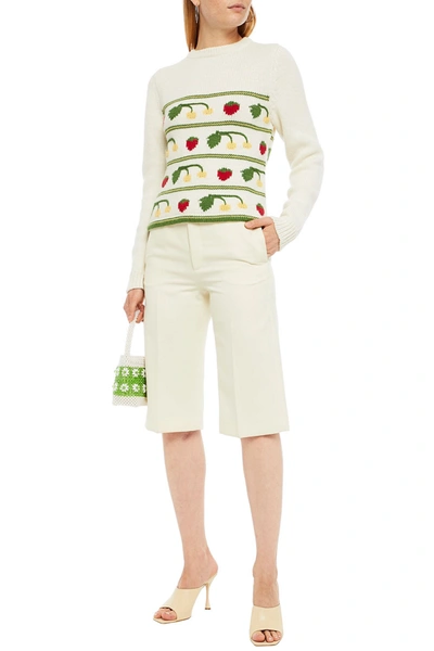 Shrimps Intarsia-knit Sweater In Cream