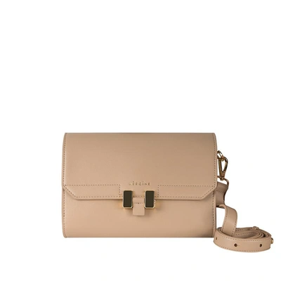 Shop Maison Häroã¯ne Shoulder Bag Lilia Tablet Mini Leather Imitation In Beige