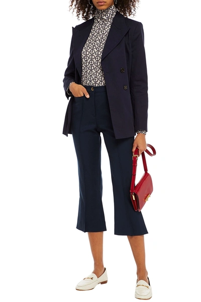 Shop Alexa Chung Wool-twill Kick-flare Pants In Navy