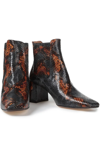 Shop Miista Beta Snake-effect Leather Ankle Boots In Black