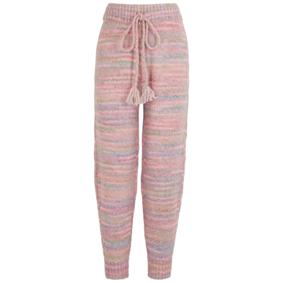 Shop Loveshackfancy Olvera Striped Knitted Sweatpants In Pink