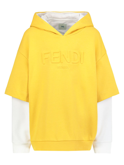 Shop Fendi Kids Hoodie For Boys In Yellow