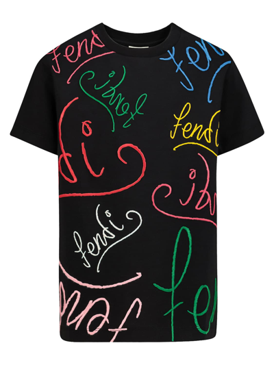 Shop Fendi Kids T-shirt For Boys In Black