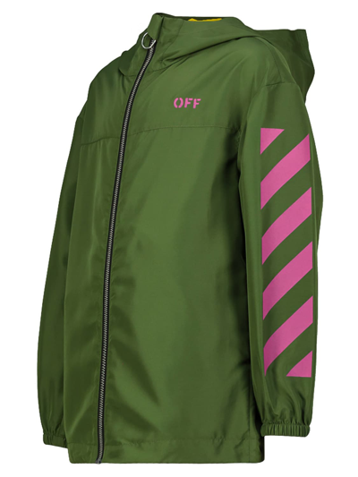 Shop Off-white Green Jacket For Girls