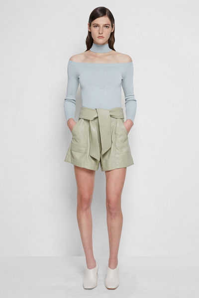 Shop Spring/summer 2021 Ready-to-wear Mari Vegan Leather Shorts In Eucalyptus