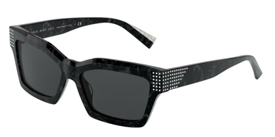 Shop Alain Mikli Arlette Grey Geometric Ladies Sunglasses 0a05052b 001 8757 In Black,grey