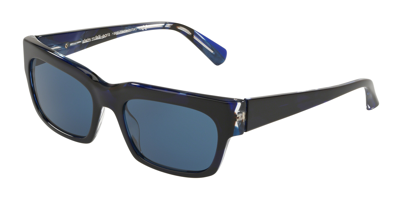 Shop Alain Mikli Dark Blue Square Unisex Sunglasses A05042 004/8054