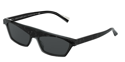 Shop Alain Mikli Grey Browline Unisex Sunglasses 0a05055 001 8758 In Black,grey