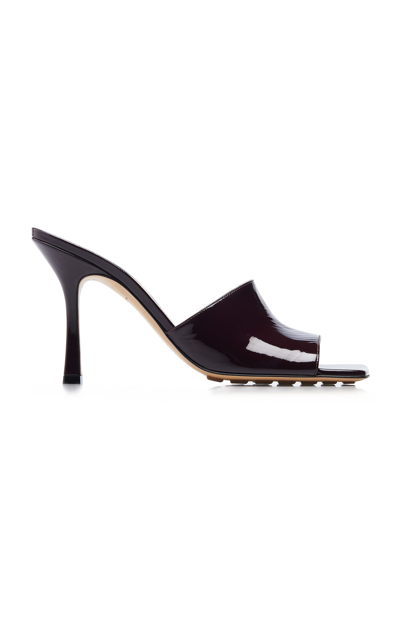 Shop Bottega Veneta Stretch Patent Leather Slide Sandals In Burgundy