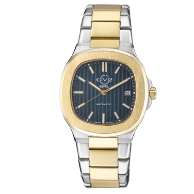 Shop Gv2 By Gevril Potente Automatic Blue Dial Mens Watch 18106 In Two Tone  / Blue / Gold Tone / Yellow