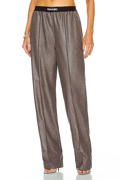 Shop Tom Ford Cashmere Tailored Pj Pant In Grey & White