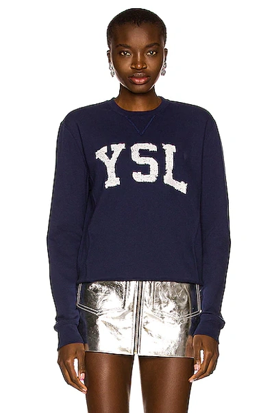 Shop Saint Laurent Ysl Sweatshirt In Bleu Marine Delave