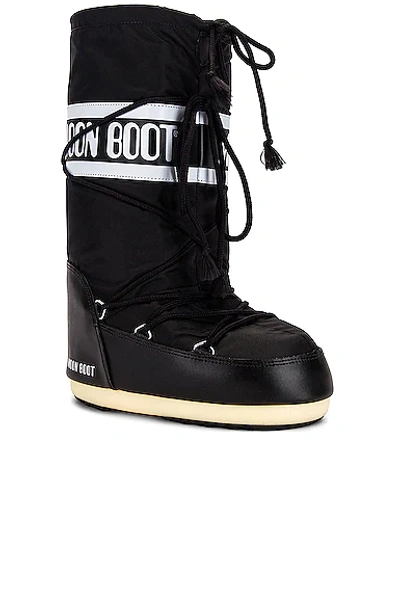 Moon Boot Classic Nylon Waterproof Snow Boots In Black
