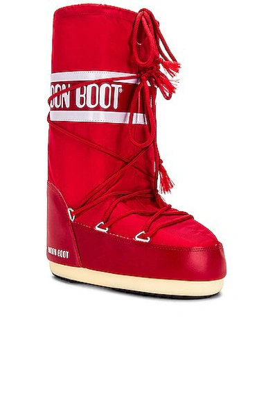 Moon Boot Nylon Classic Boot In Red
