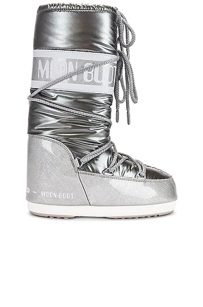 Shop Moon Boot Icon Classic Pillow Boot In Silver