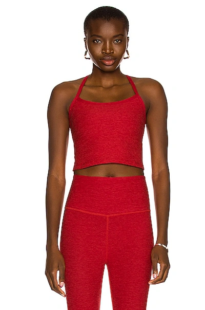 Shop Beyond Yoga Spacedye Slim Racerback Cropped Tank In Currant Red Heather