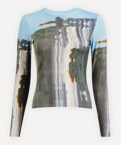Victoria Waterfall Print Top In Multicolor
