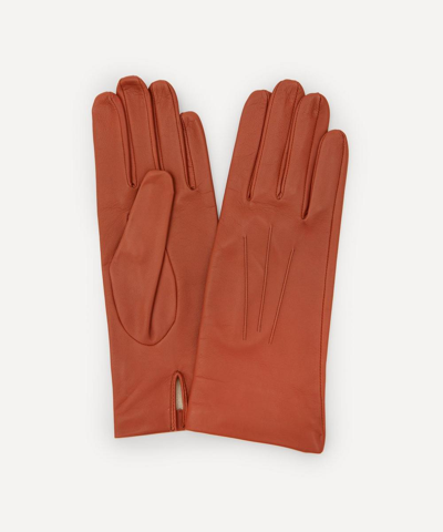 Shop Dents Felicity Silk-lined Leather Gloves In Cognac