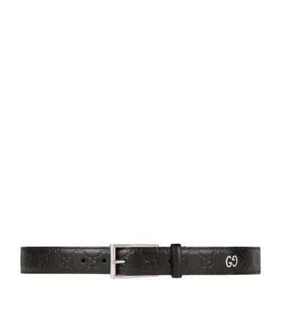 Shop Gucci Leather Signature Belt In Black