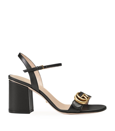 Shop Gucci Leather Marmont Sandals 75 In Black