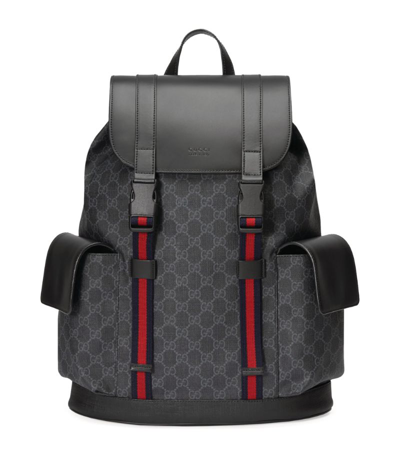 Shop Gucci Leather Gg Supreme Backpack In Black