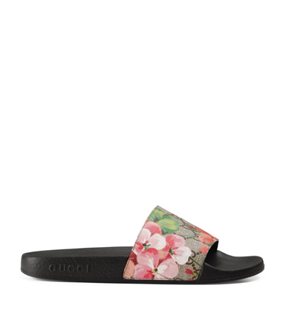 Shop Gucci Gg Bloom Supreme Slide Sandals In Black