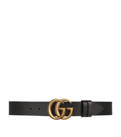 Shop Gucci Leather Reversible Marmont Belt In Black