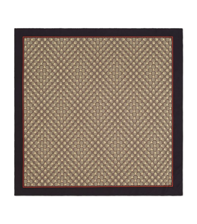 Shop Gucci Silk Gg Shawl With Bee Motif In Brown