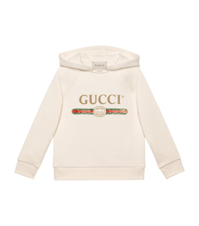 Shop Gucci Kids Logo Hoodie In White