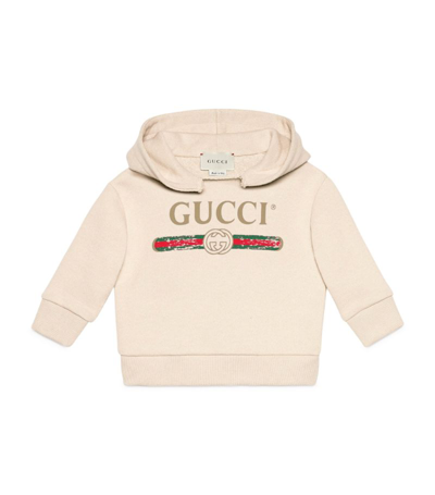 Shop Gucci Kids Vintage Logo Hoodie In White