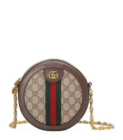Shop Gucci Mini Gg Supreme Ophidia Shoulder Bag In Neutrals
