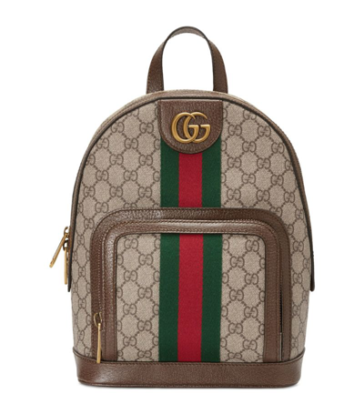 Shop Gucci Small Ophidia Gg Supreme Backpack In Brown